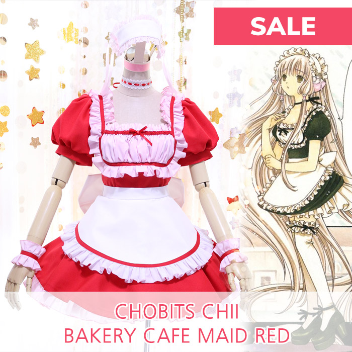 chobits chii cafe maid dress cosplay costume sale red