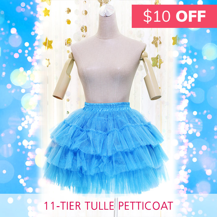 Sale Tiered Petticoat blue