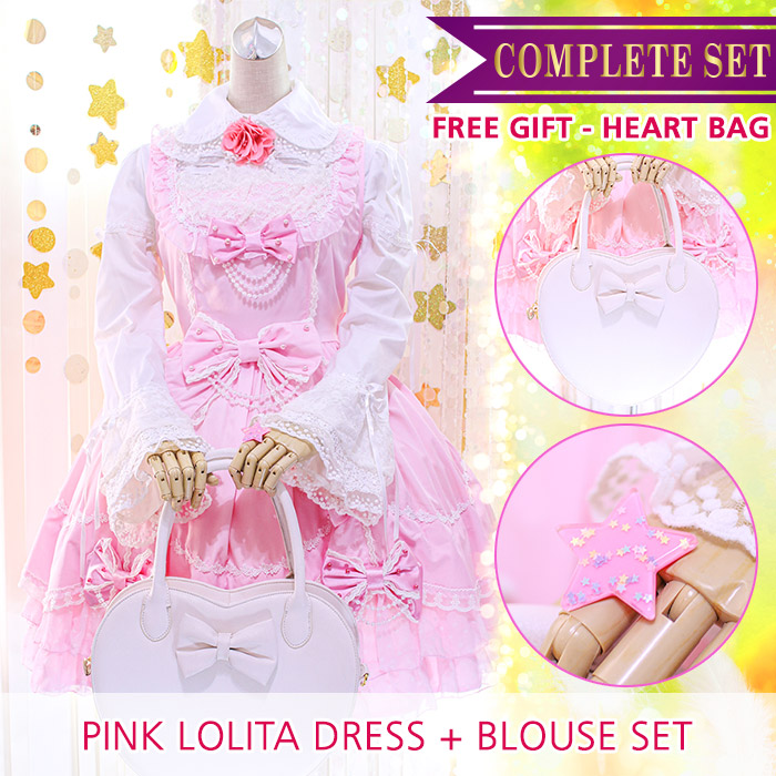 SALE Lolita Pink Jumper Dress Skirt Set