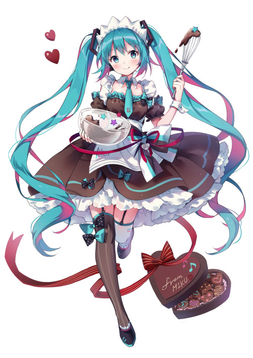 Vocaloid Hatsune Miku Chocolate Maid Dress Cosplay Costume Cosaru